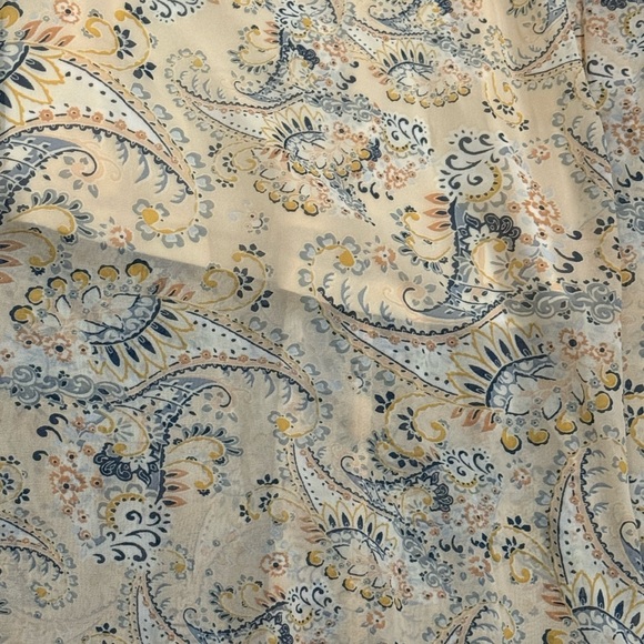 American rag off shoulder peasant blue cream paisley long lined dress sz XS NWT - Picture 7 of 12